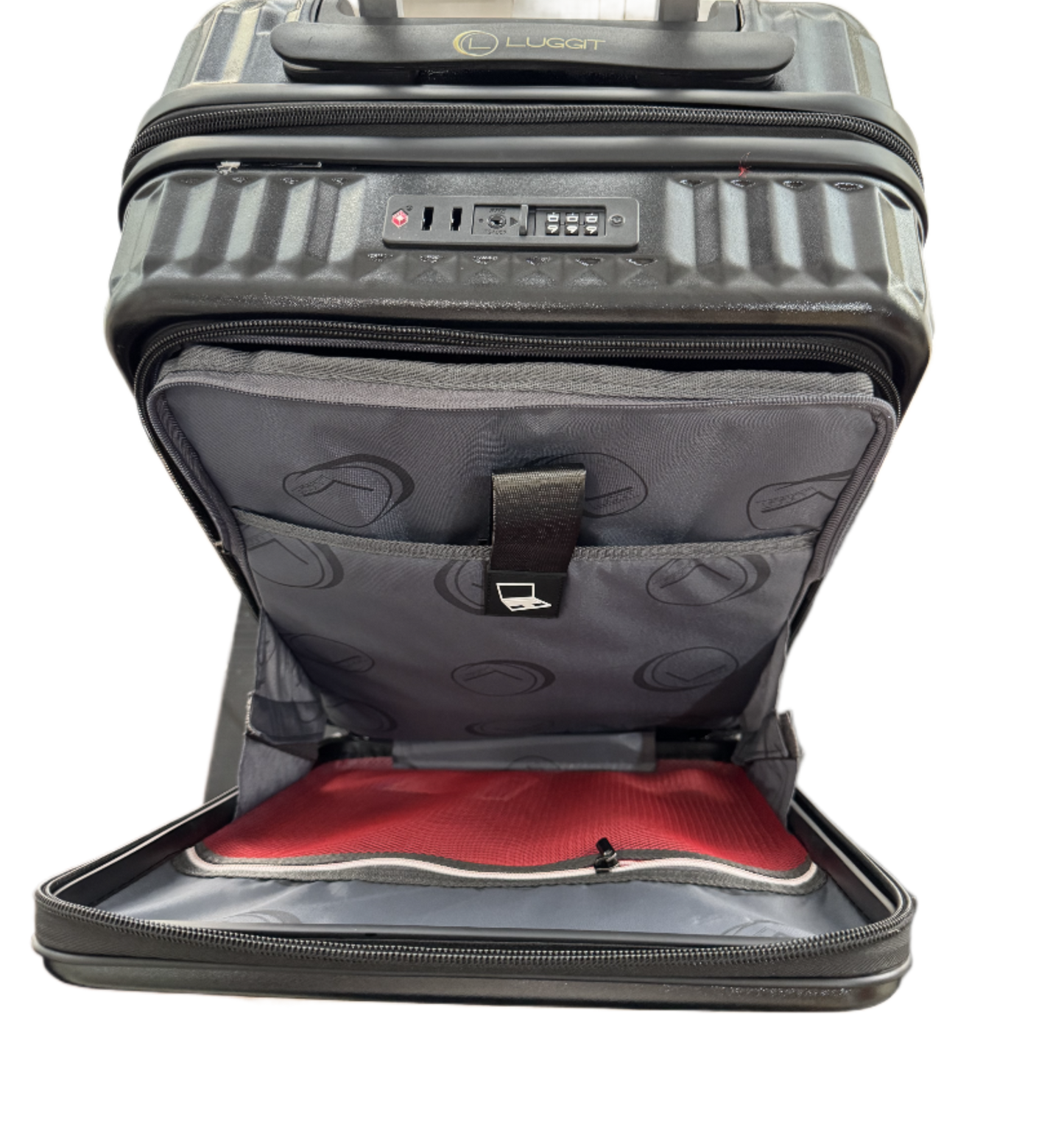 LUGGIT SFO 2.0 Premium Trolley Bag ,SmartView Wide Opening Design,TSA Lock, Polycarbonate Hard Shell, Black