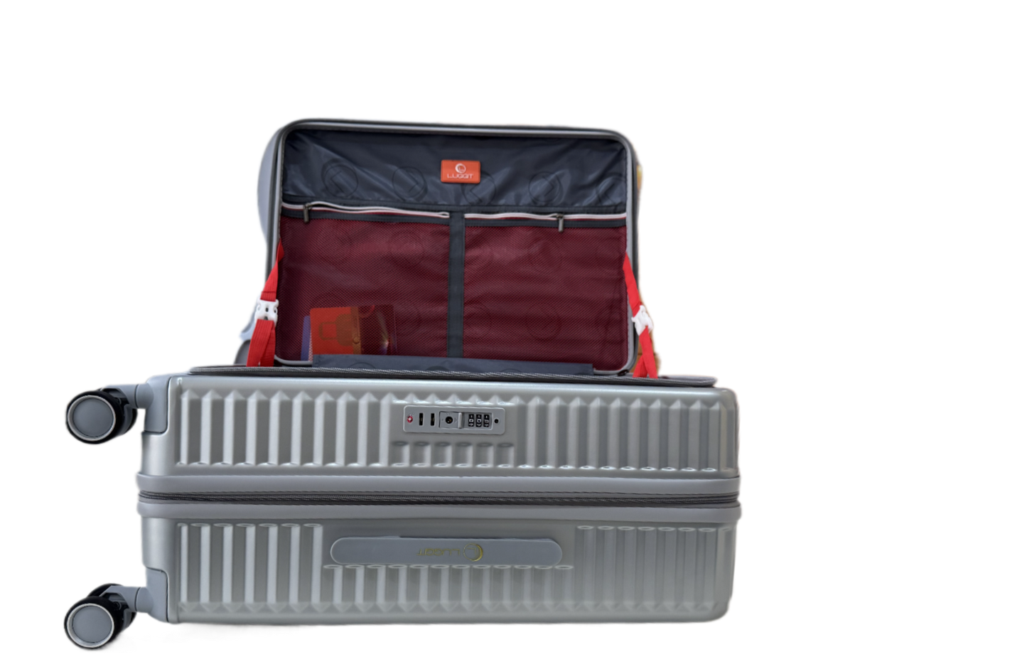LUGGIT SFO 2.0 Premium Trolley Bag ,SmartView Wide Opening Design,TSA Lock, Polycarbonate Hard Shell,Grey