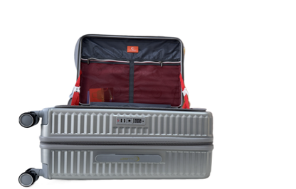 LUGGIT SFO 2.0 Premium Trolley Bag ,SmartView Wide Opening Design,TSA Lock, Polycarbonate Hard Shell,Grey
