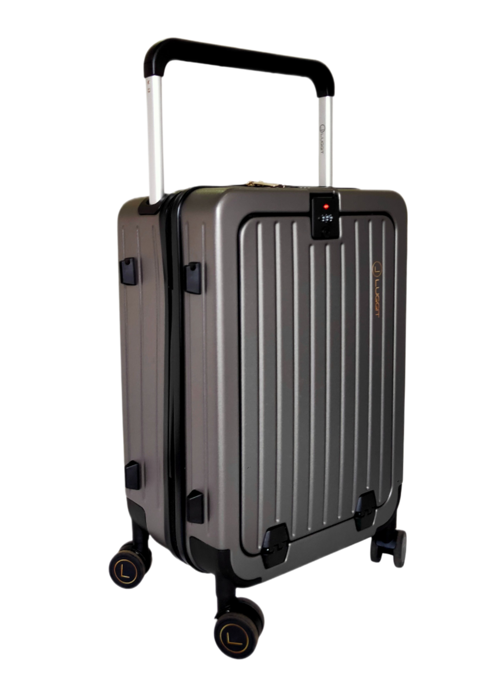 Gray suitcase with handle and wheels luggit