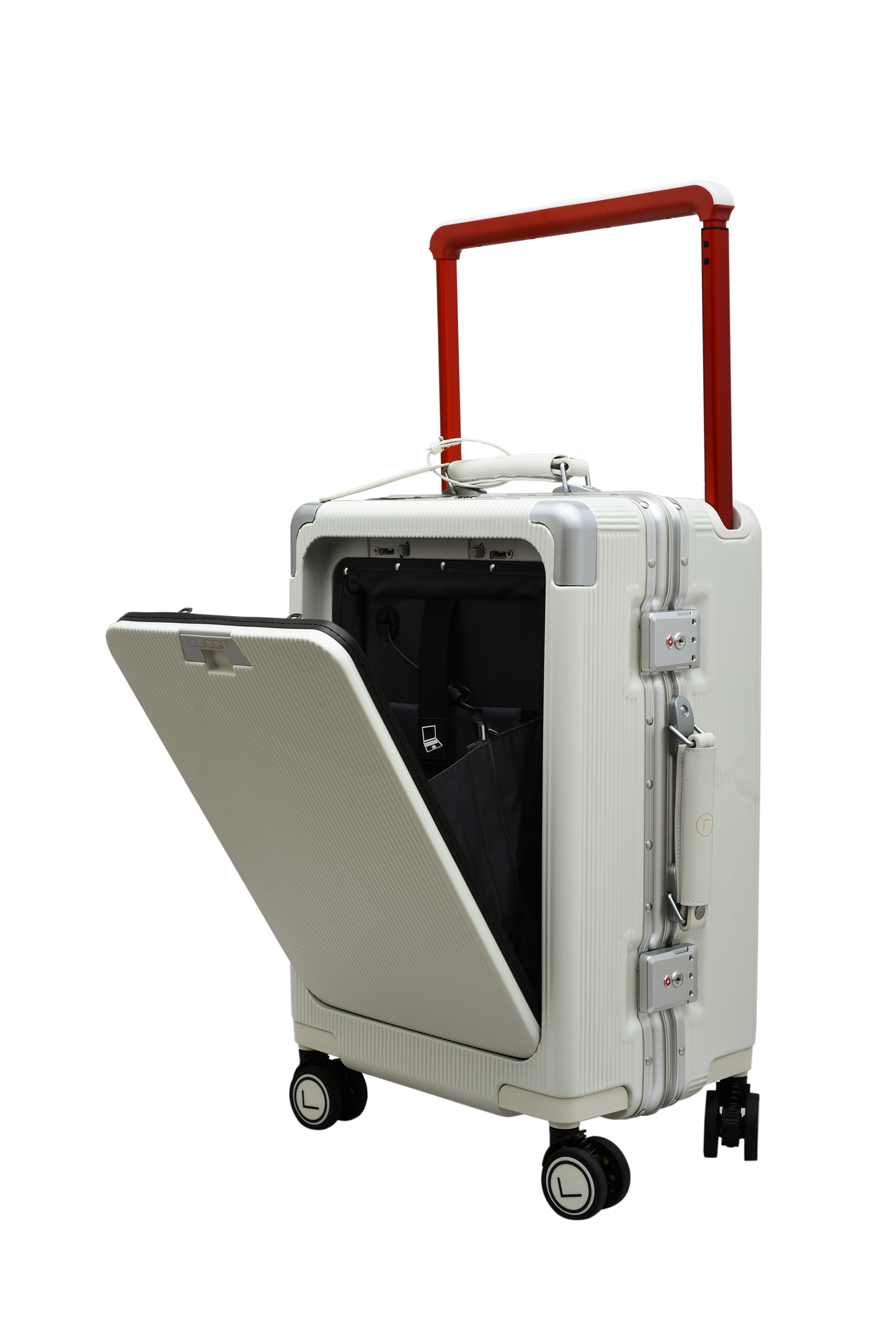 front opening cabin trolley black executive travel suitcase