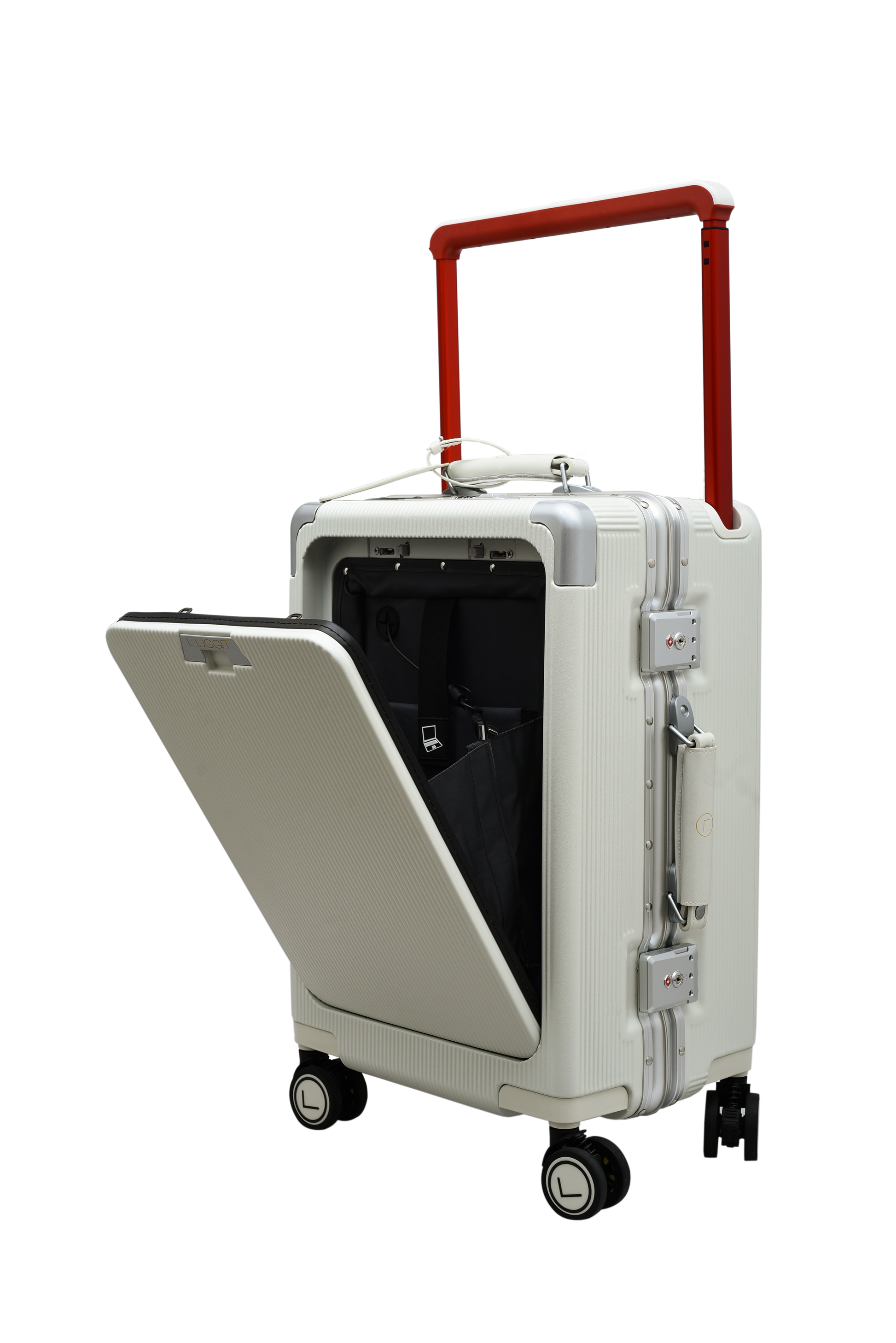 front opening cabin trolley black executive travel suitcase