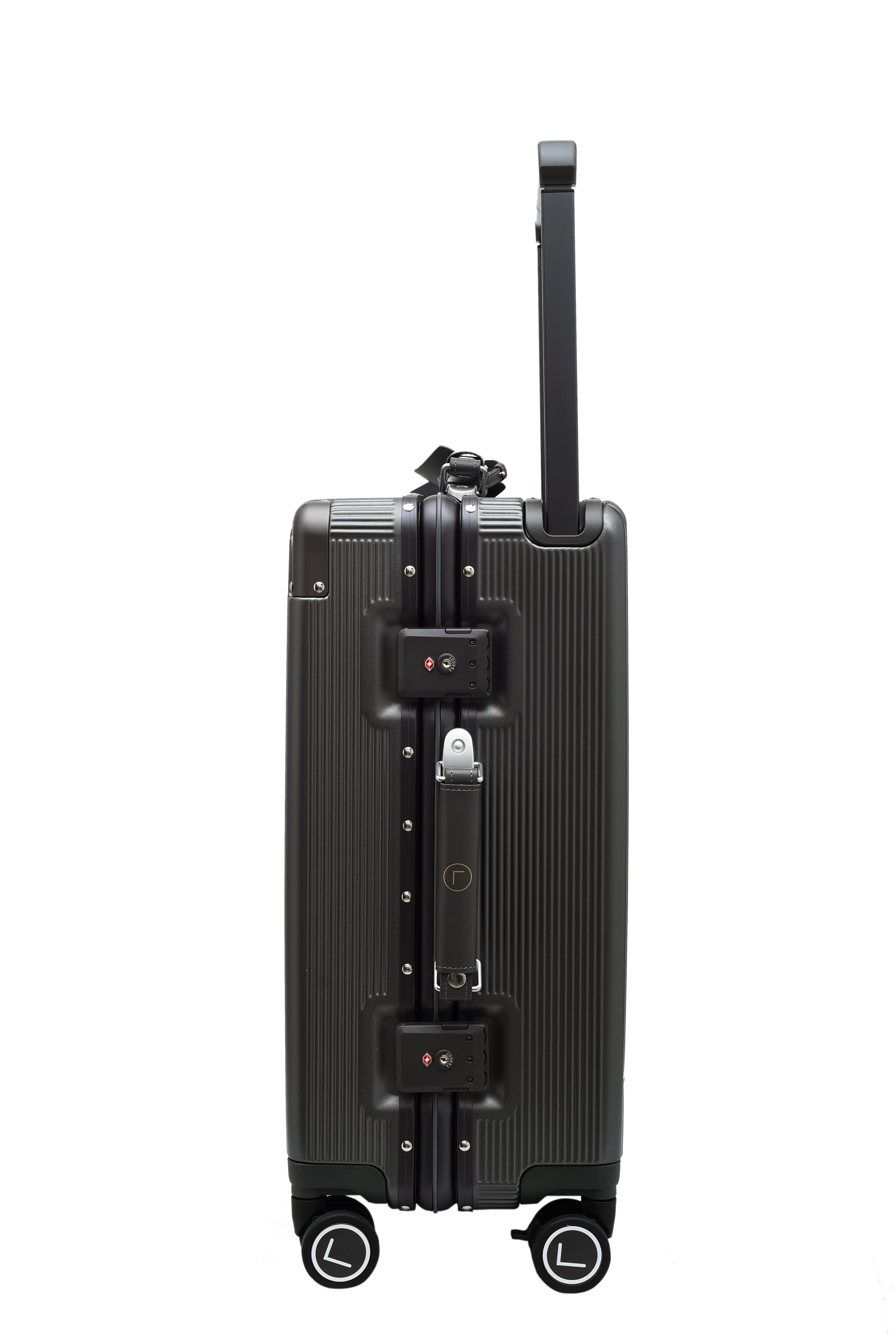 luxury grey travel suitcase set airport carry on and check-in luggage