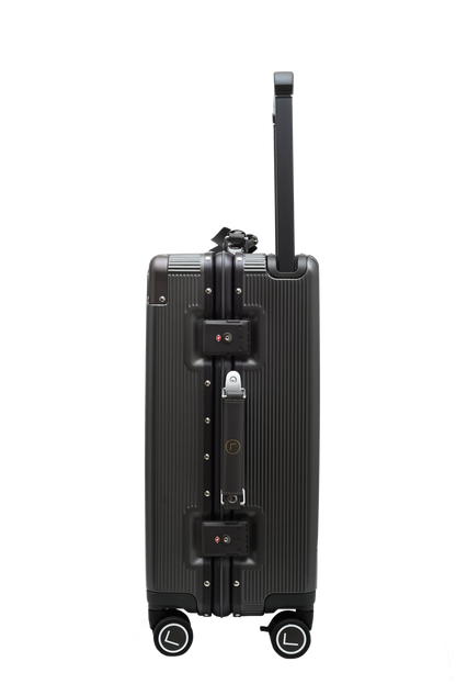 luxury grey travel suitcase set airport carry on and check-in luggage