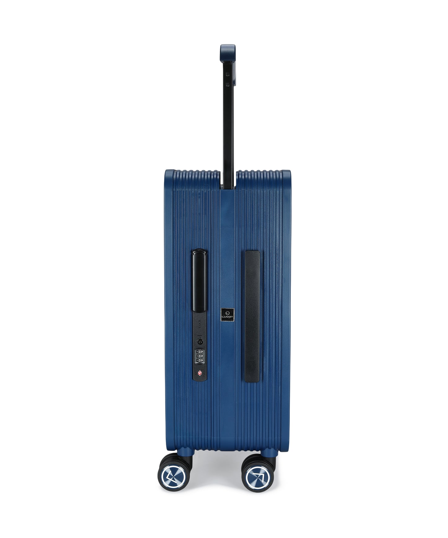 lightweight polycarbonate cabin trolley blue spinner wheels suitcase