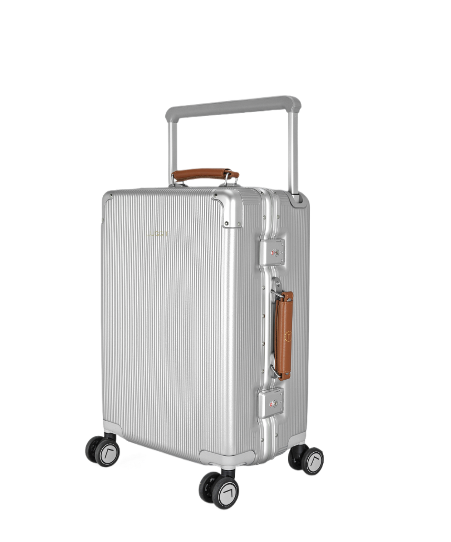 premium silver trolley bag spinner wheels durable travel luggage