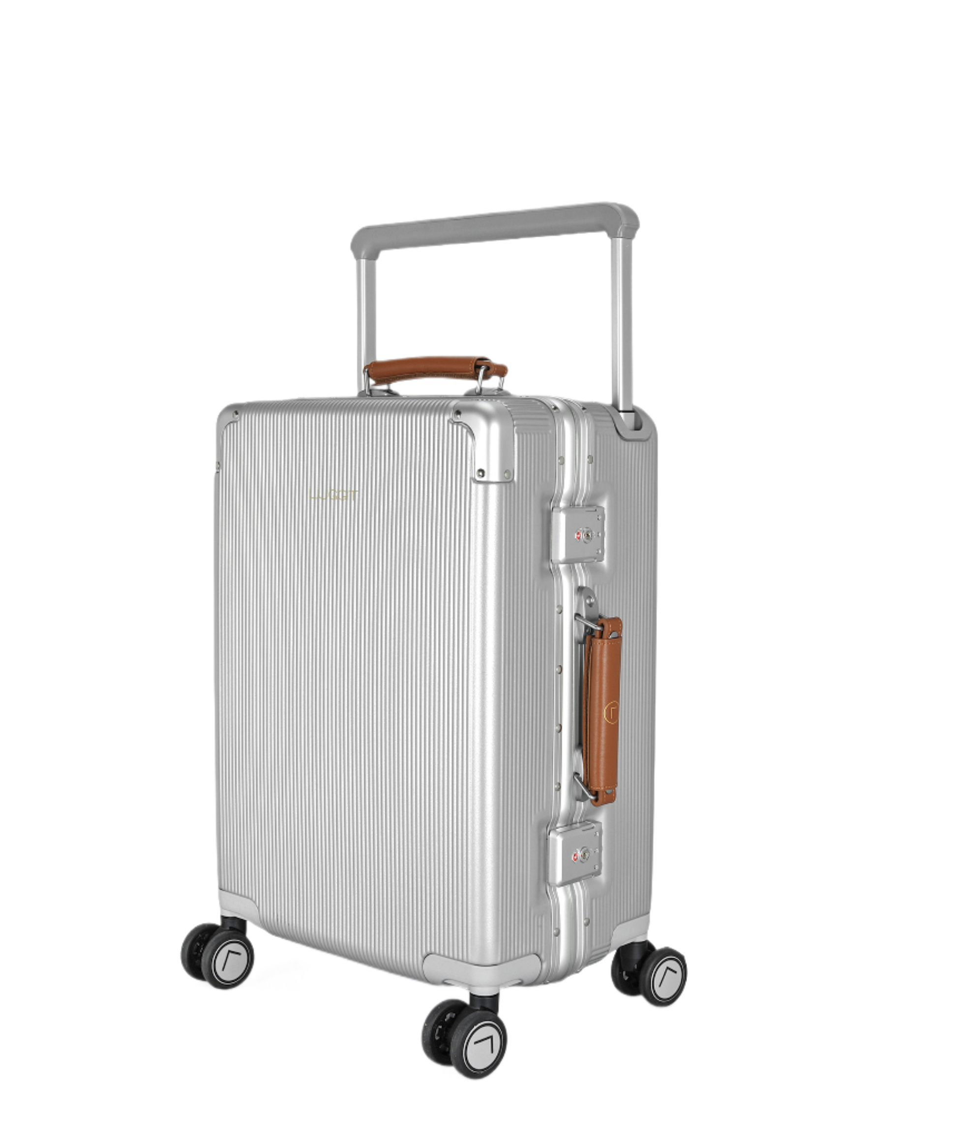 premium silver trolley bag spinner wheels durable travel luggage