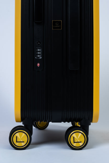 dual tone yellow black  suitcase set cabin and check-in luggage modern design
