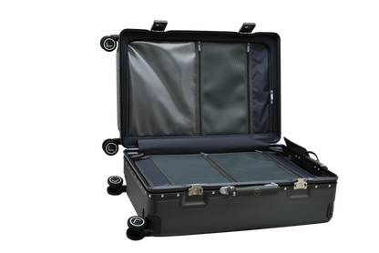 organized interior luggage compartments cabin check-in suitcase set