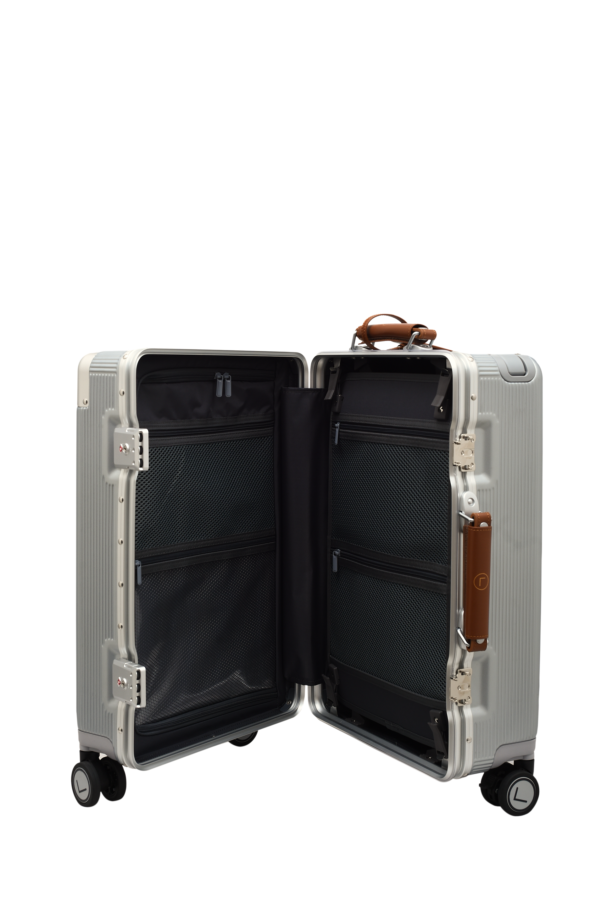 organized interior luggage compartments cabin check-in suitcase set