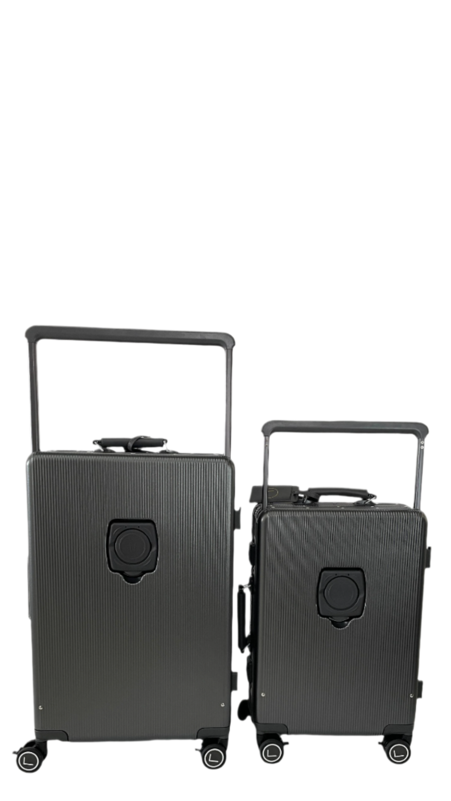 Two black suitcases of different sizes luxury grey travel suitcase luggit