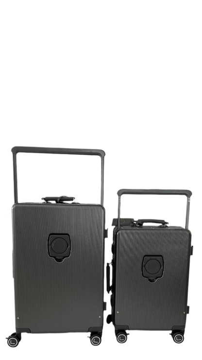Two black suitcases of different sizes luxury grey travel suitcase luggit