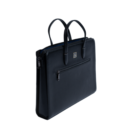 Black briefcase with handles on a white background
