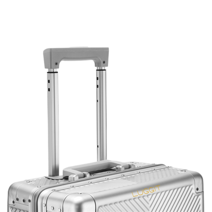 Silver suitcase with wheels luggit