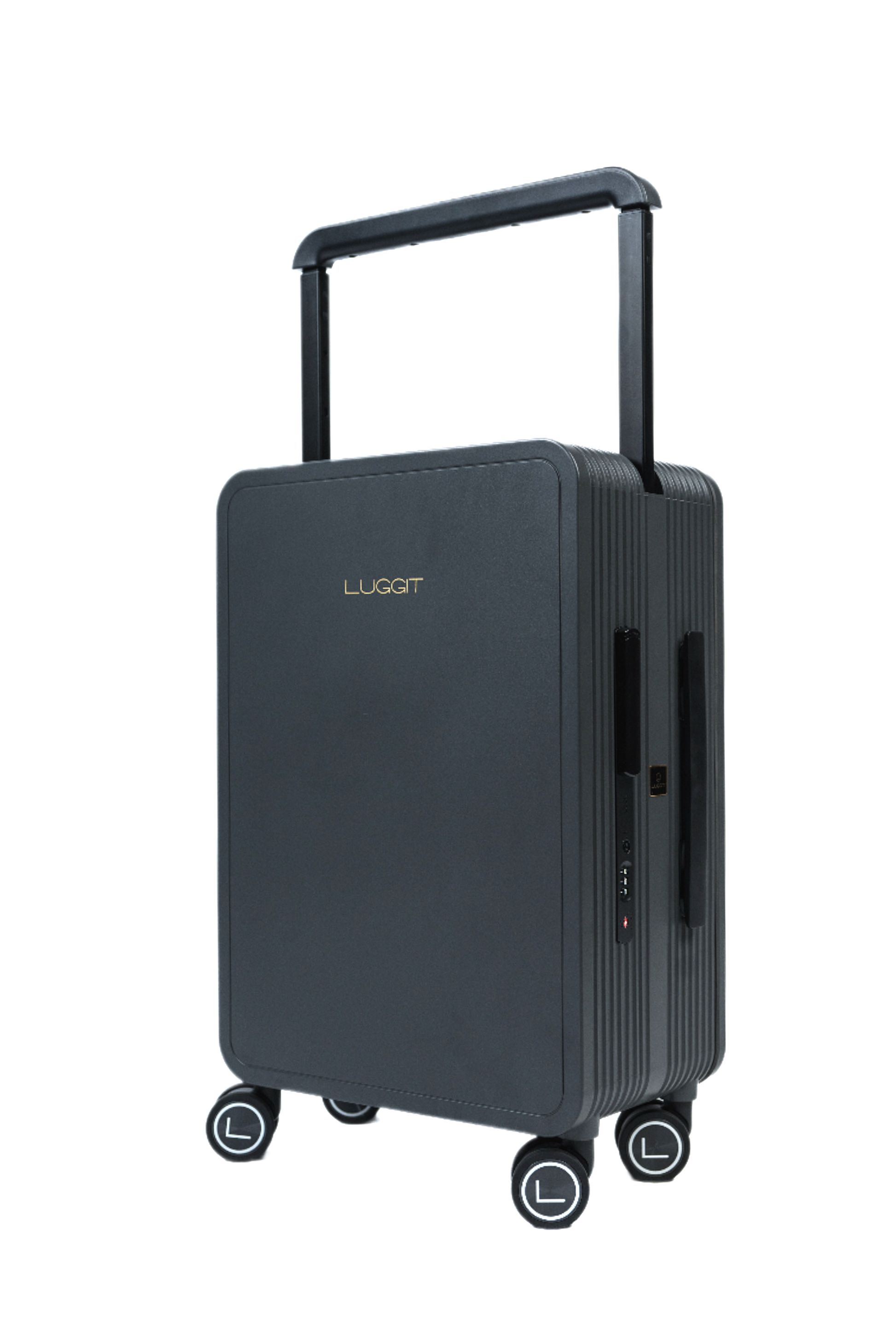 Black suitcase with 'LUGGOT' branding on a white background