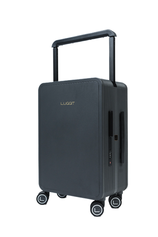 Black suitcase with 'LUGGOT' branding on a white background
