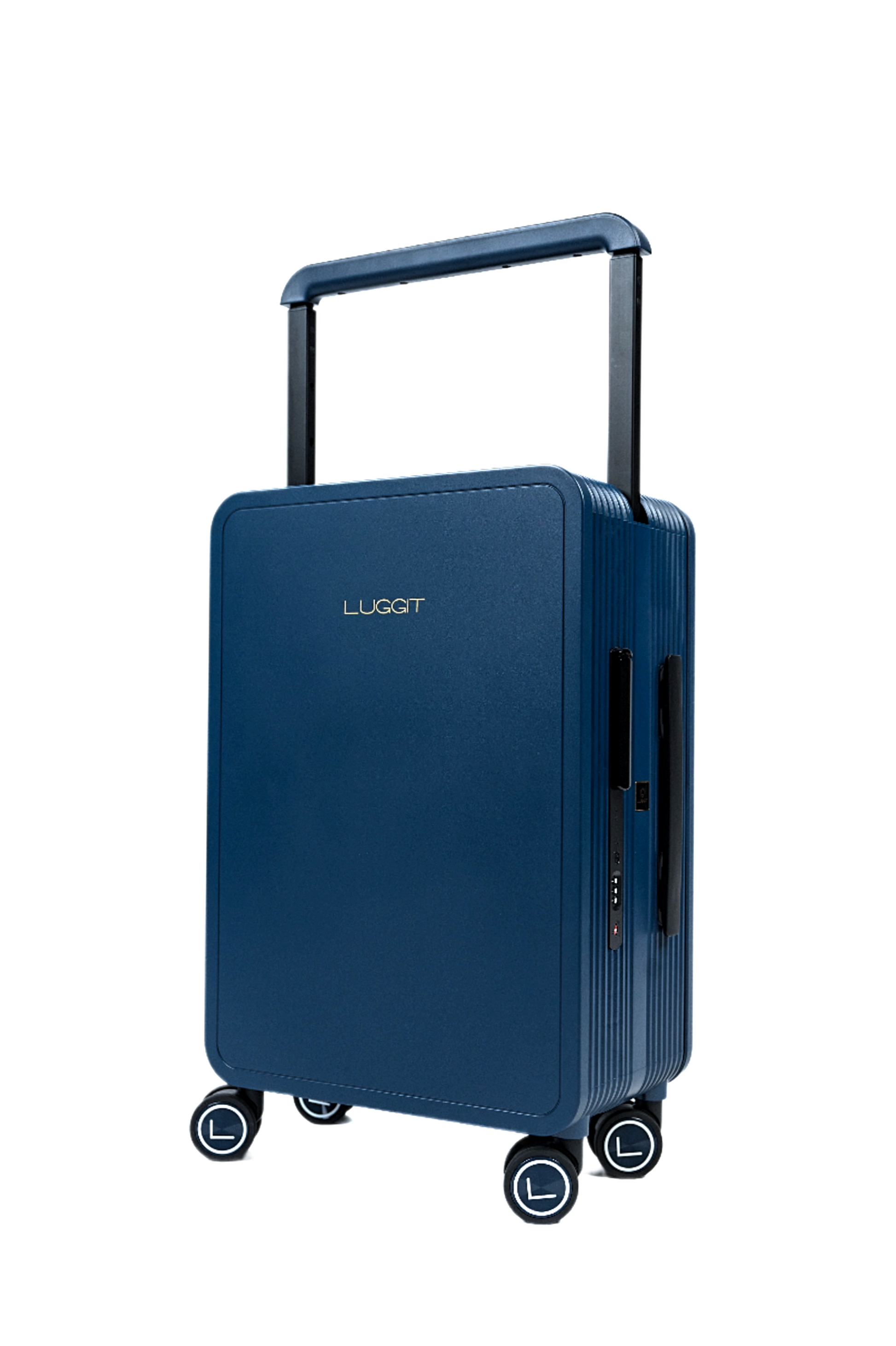 Blue suitcase with 'LUGGit' 