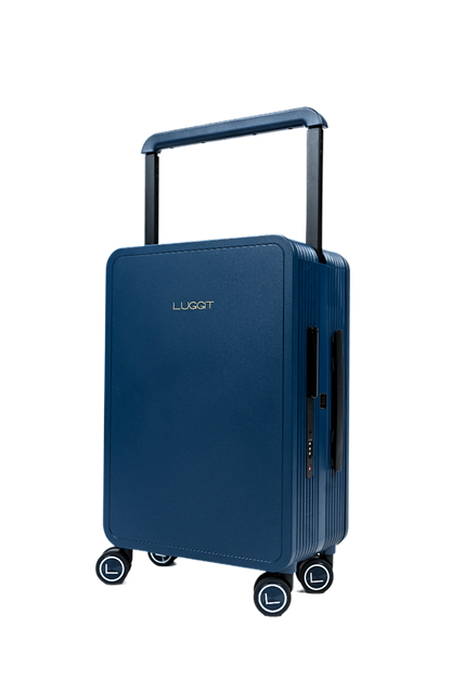 Blue suitcase with 'LUGGit' 