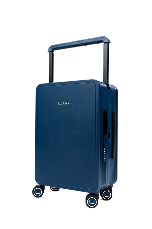 Blue suitcase with 'LUGGit' 