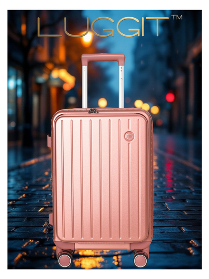 LUGGIT SFO 2.0 Premium Trolley Bag ,SmartView Wide Opening Design,TSA Lock, Polycarbonate Hard Shell, Rose Gold