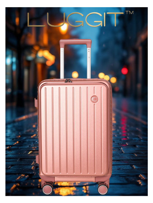 LUGGIT SFO 2.0 Premium Trolley Bag ,SmartView Wide Opening Design,TSA Lock, Polycarbonate Hard Shell, Rose Gold