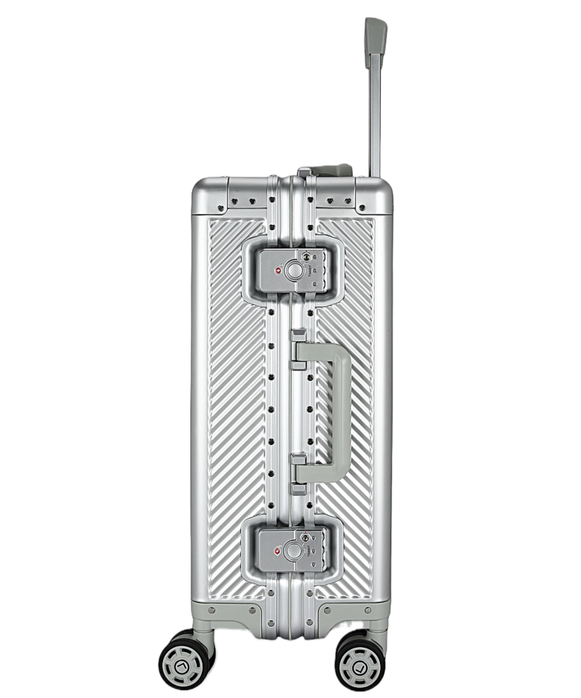 Silver suitcase with wheels and handle luggit