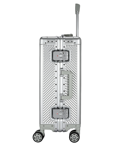 Silver suitcase with wheels and handle luggit