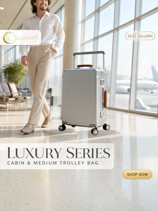 LUGGIT Luxury Trolley bag Cabin & Medium size , Polycarbonate ,Silver