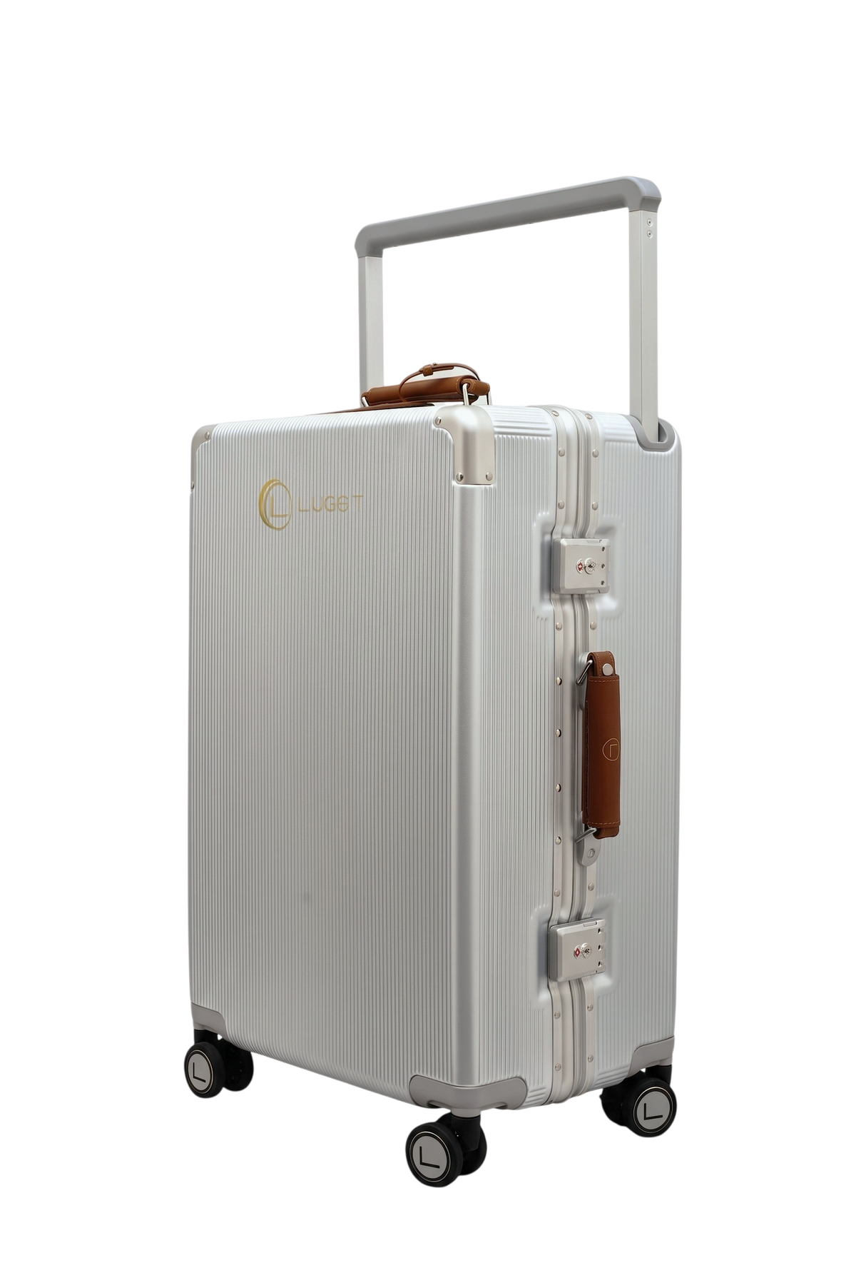 LUGGIT Luxury Trolley bag Cabin & Medium size , Polycarbonate ,Silver