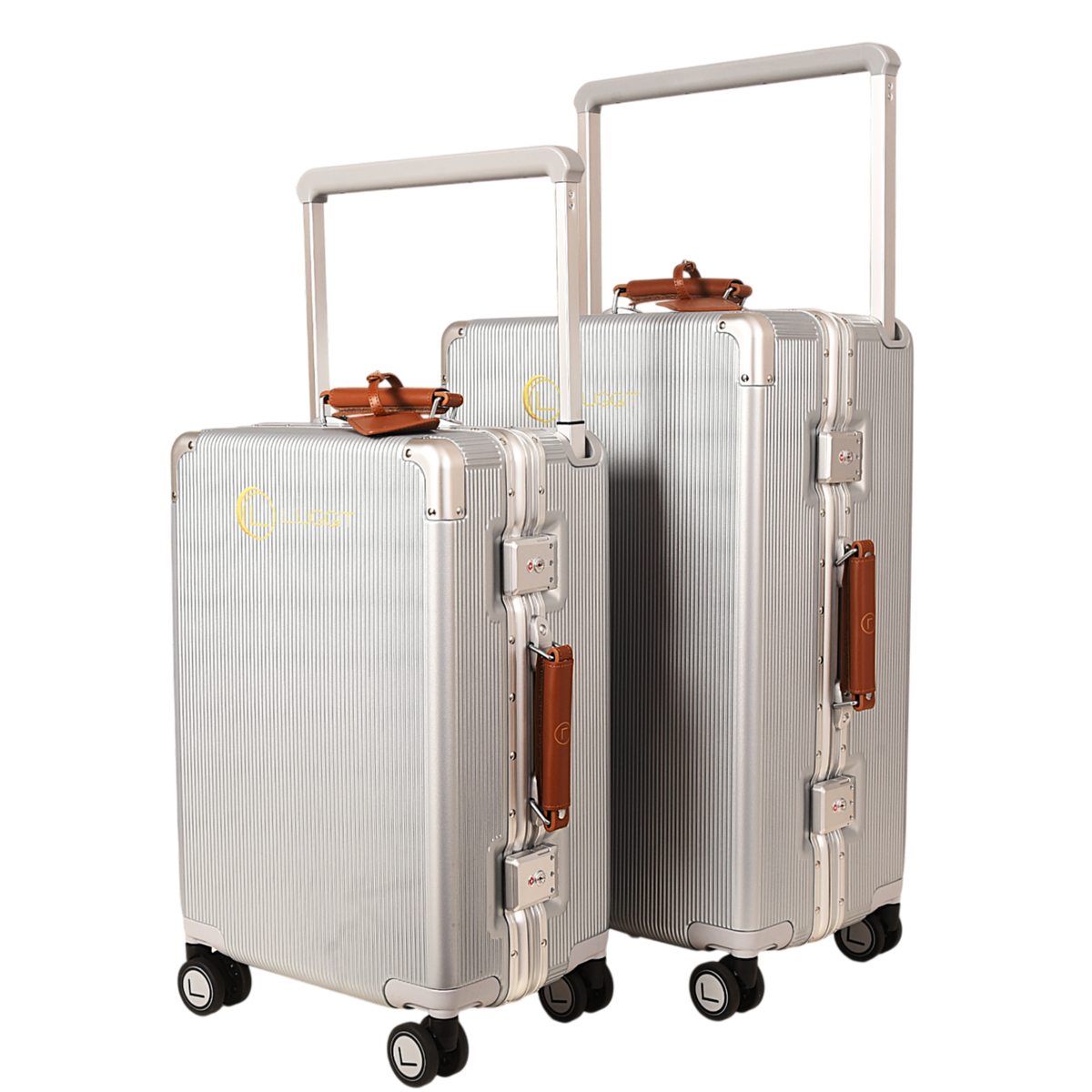 LUGGIT  Luxury carry on & Check in Trolley bag set of 2,Silver