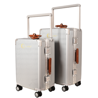 LUGGIT  Luxury carry on & Check in Trolley bag set of 2,Silver