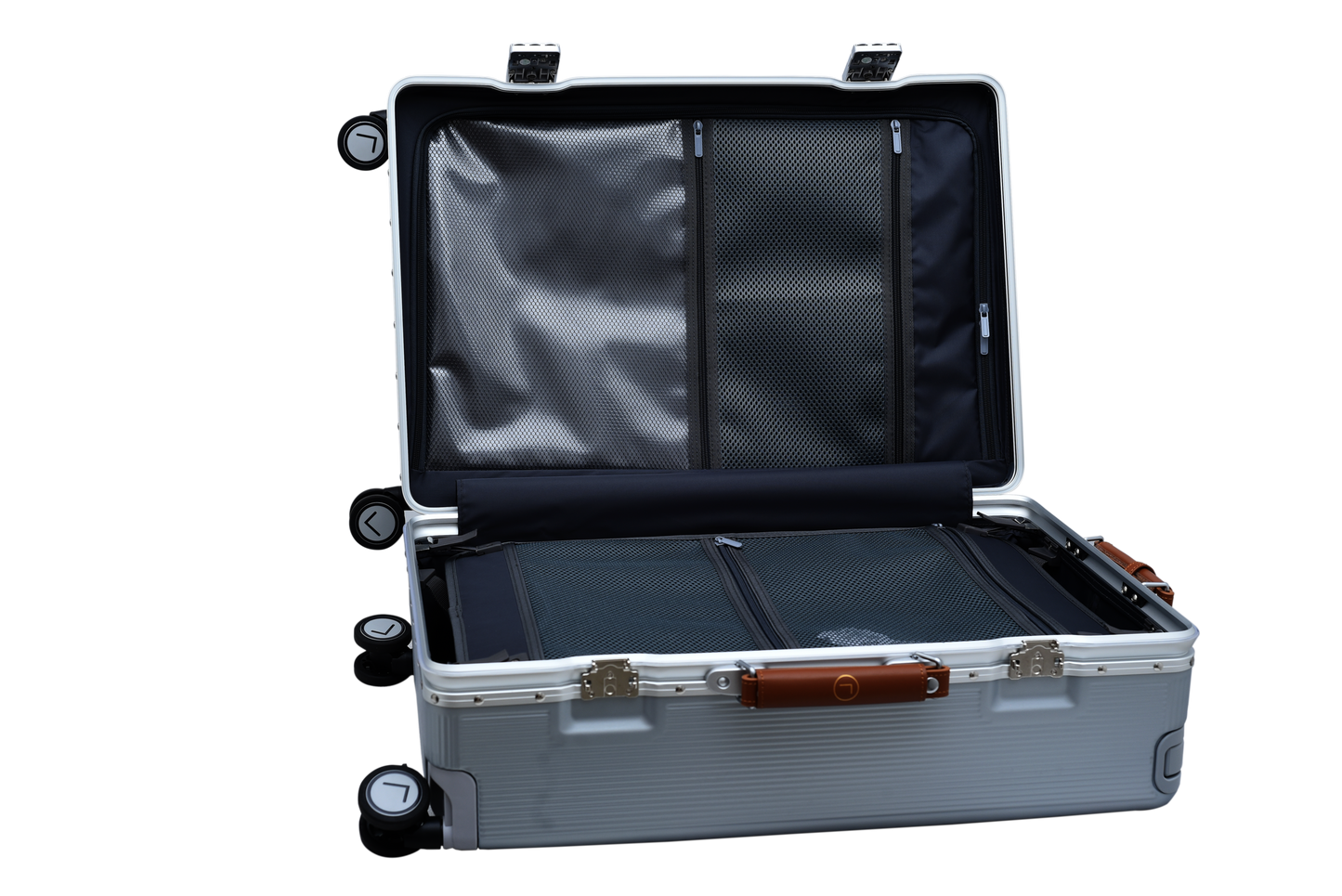 organized interior luggage compartments cabin check-in suitcase set