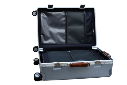 organized interior luggage compartments cabin check-in suitcase set