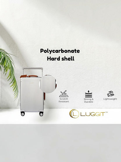 LUGGIT Luxury Trolley bag Cabin & Medium size , Polycarbonate ,Silver