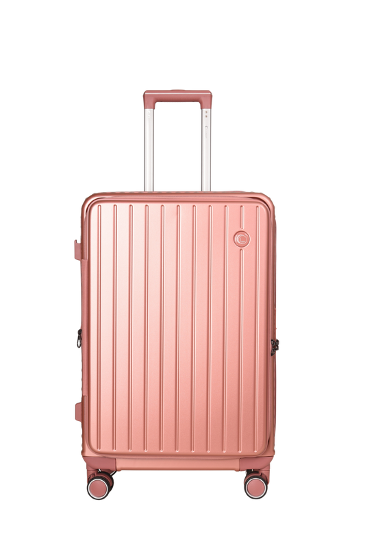 LUGGIT SFO 2.0 Premium Trolley Bag ,SmartView Wide Opening Design,TSA Lock, Polycarbonate Hard Shell, Rose Gold