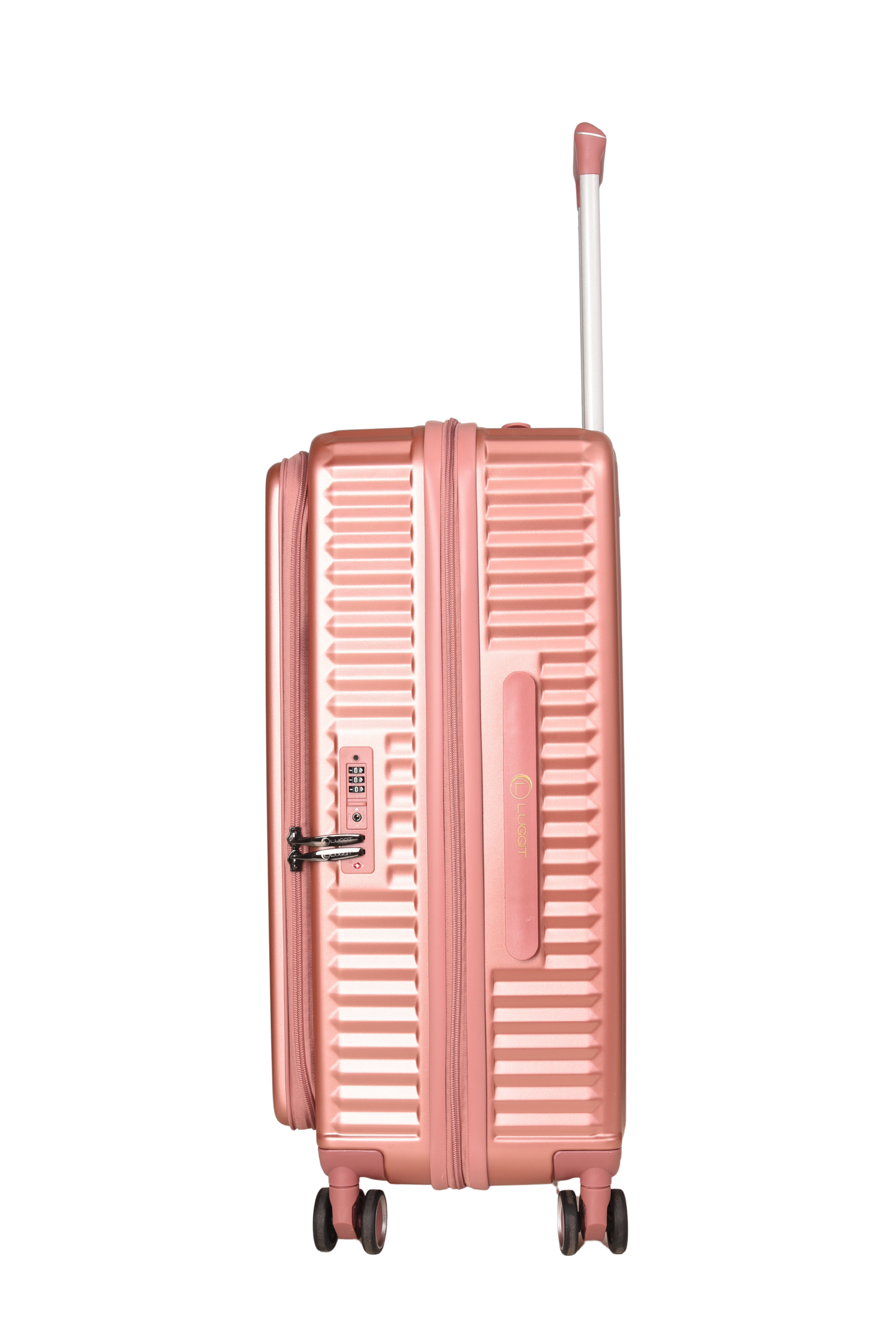 LUGGIT SFO 2.0 Premium Trolley Bag set of 3 ,SmartView Wide Opening Design,TSA Lock, Polycarbonate Hard Shell, Rose Gold