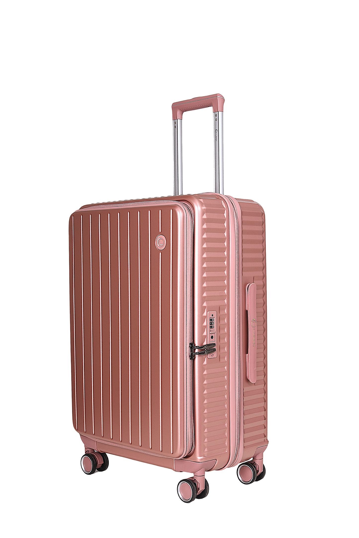 LUGGIT SFO 2.0 Premium Trolley Bag set of 3 ,SmartView Wide Opening Design,TSA Lock, Polycarbonate Hard Shell, Rose Gold