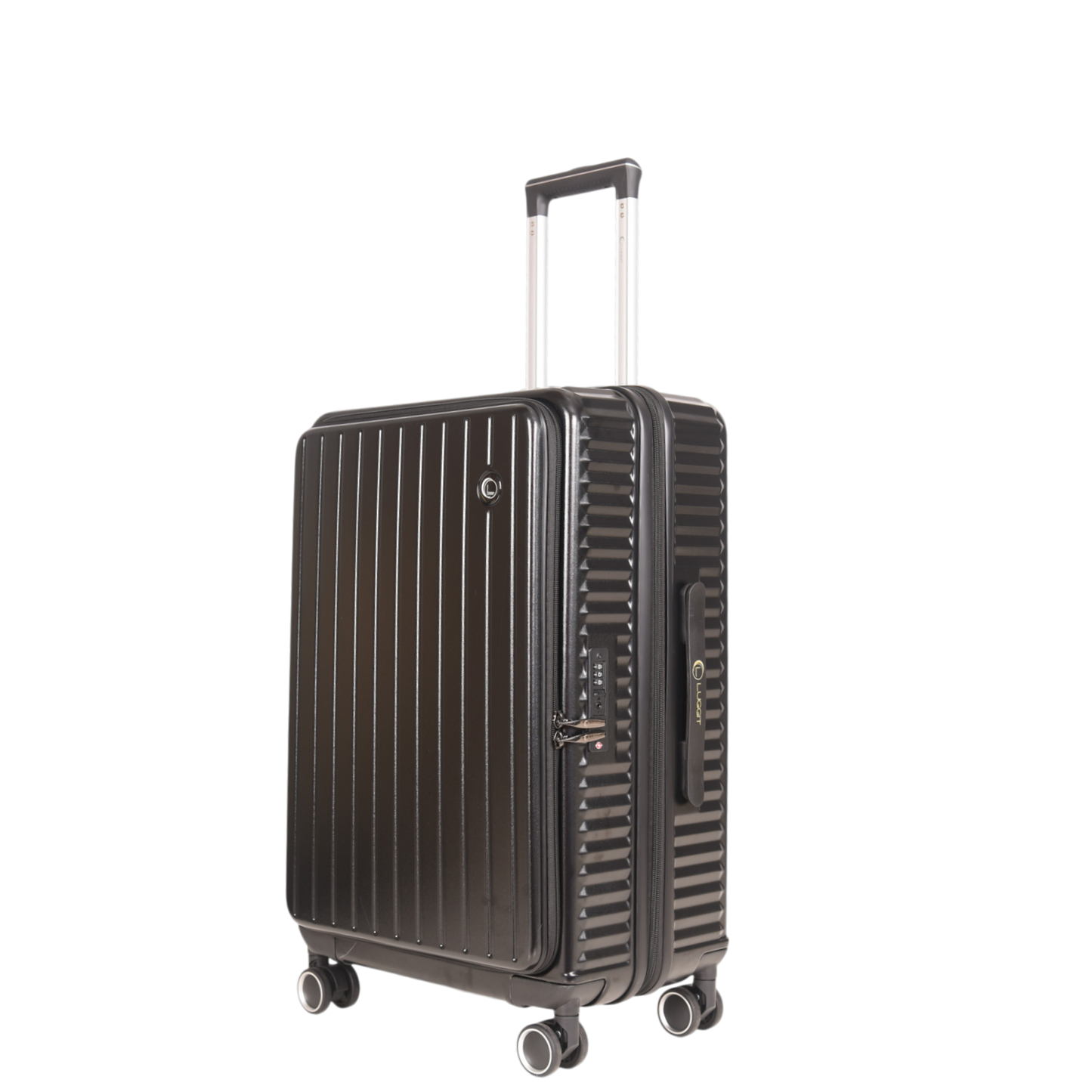 LUGGIT SFO 2.0 Premium Trolley Bag set of 3 ,SmartView Wide Opening Design,TSA Lock, Polycarbonate Hard Shell, Black