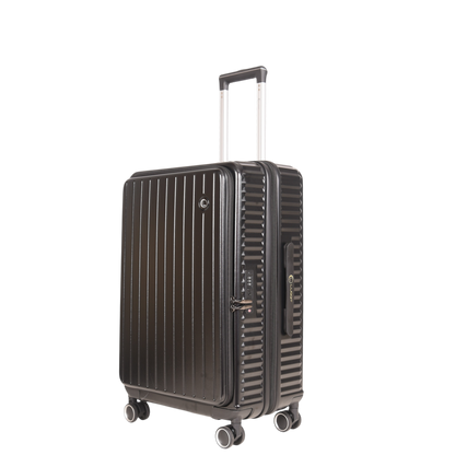LUGGIT SFO 2.0 Premium Trolley Bag set of 3 ,SmartView Wide Opening Design,TSA Lock, Polycarbonate Hard Shell, Black