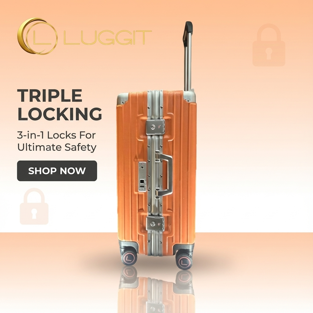 LUGGIT Smart "Pro MAX" Finger Print Unlock - With Triple Protection Cabin/Check-in Trolley Bag