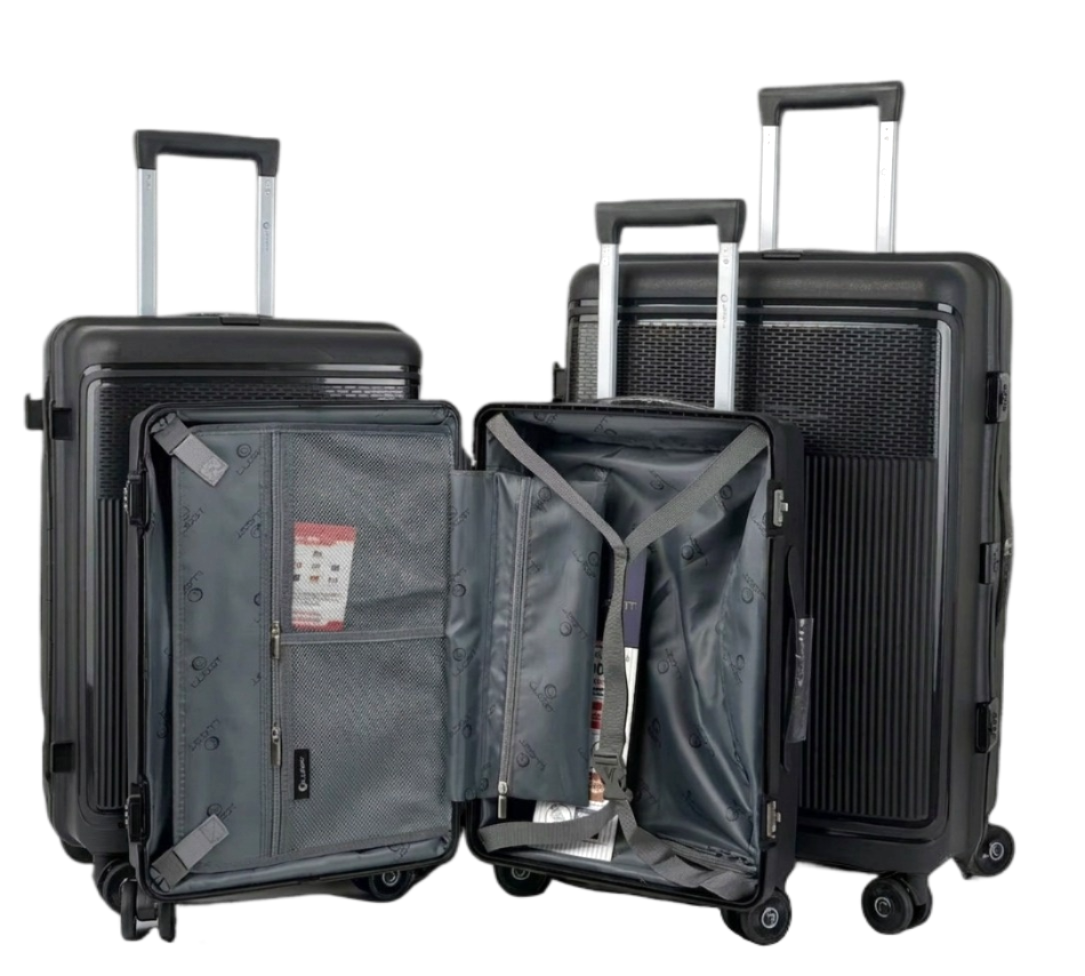 LUGGIT Osaka – 3-Piece Premium Trolley Luggage Set | Zipperless Design | TSA Lock-Black