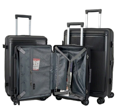 LUGGIT Osaka – 3-Piece Premium Trolley Luggage Set | Zipperless Design | TSA Lock-Black