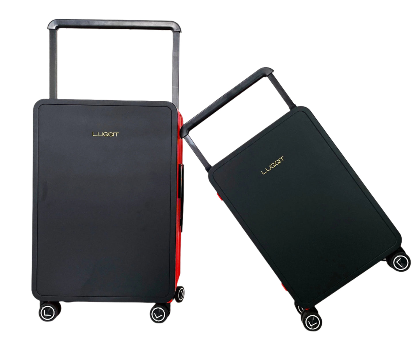 black red luggage set airport travel carry on and check-in suitcase modern design