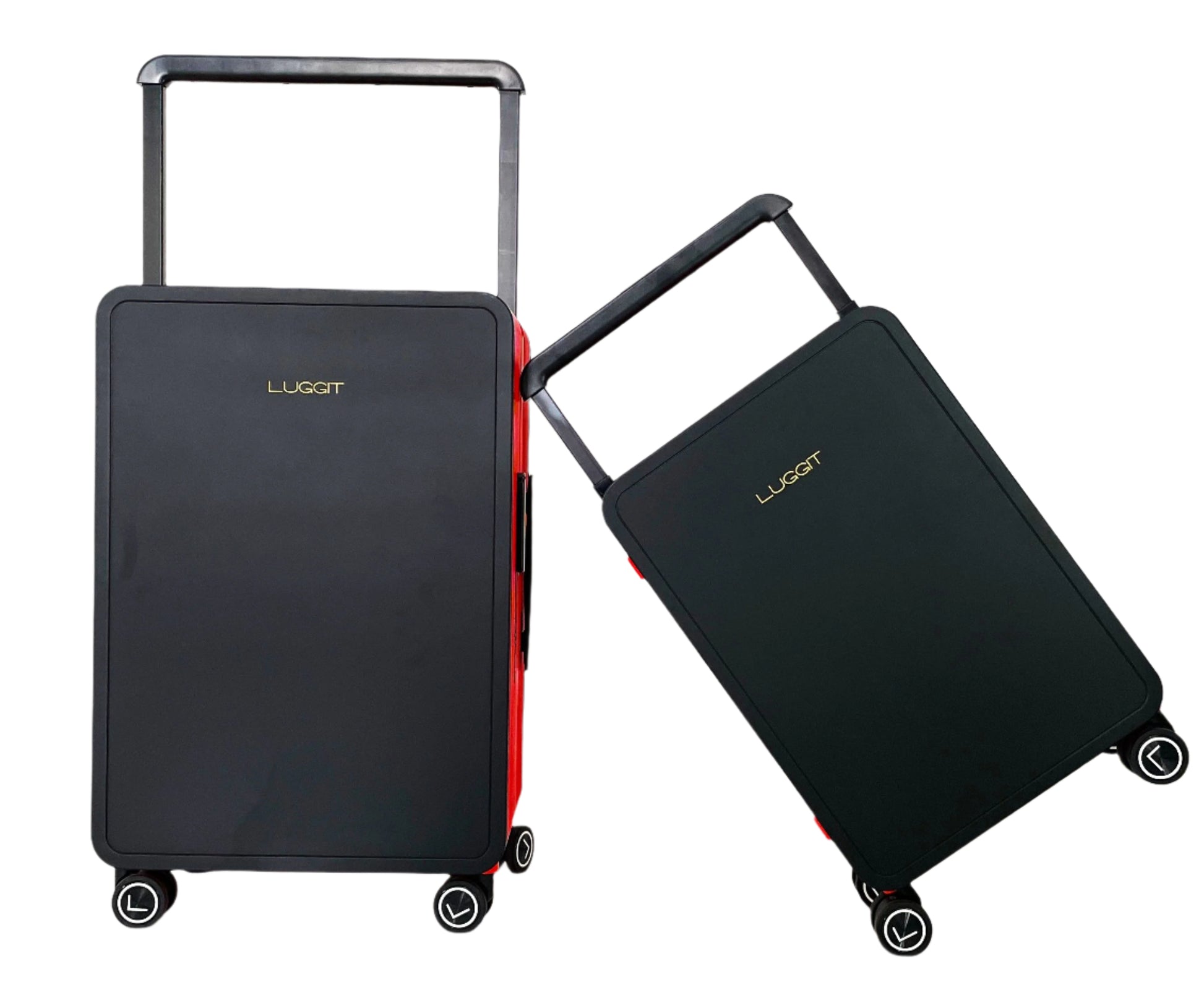 black red luggage set airport travel carry on and check-in suitcase modern design