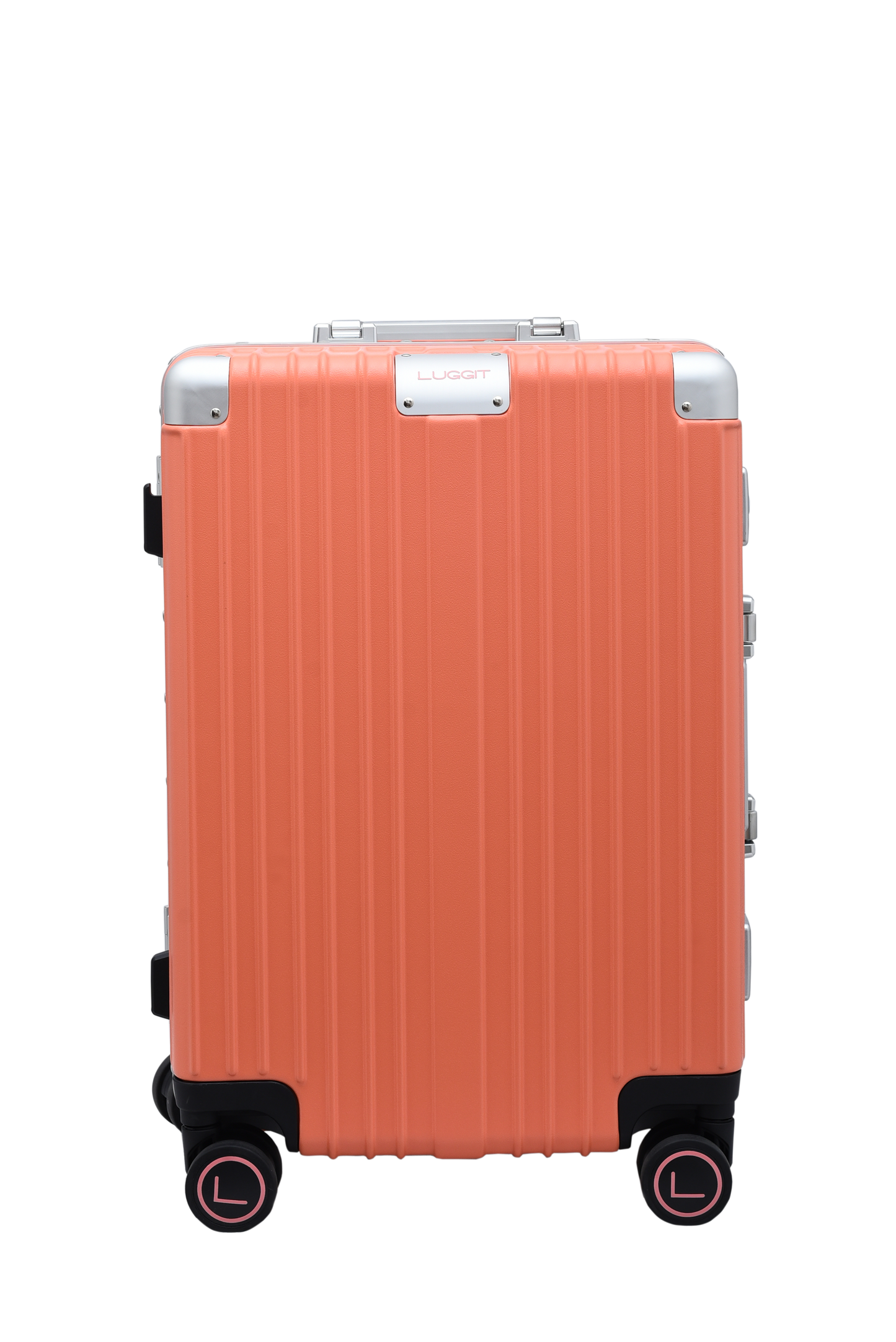LUGGIT aluminium cabin trolley orange 20 inch premium metal luggage
