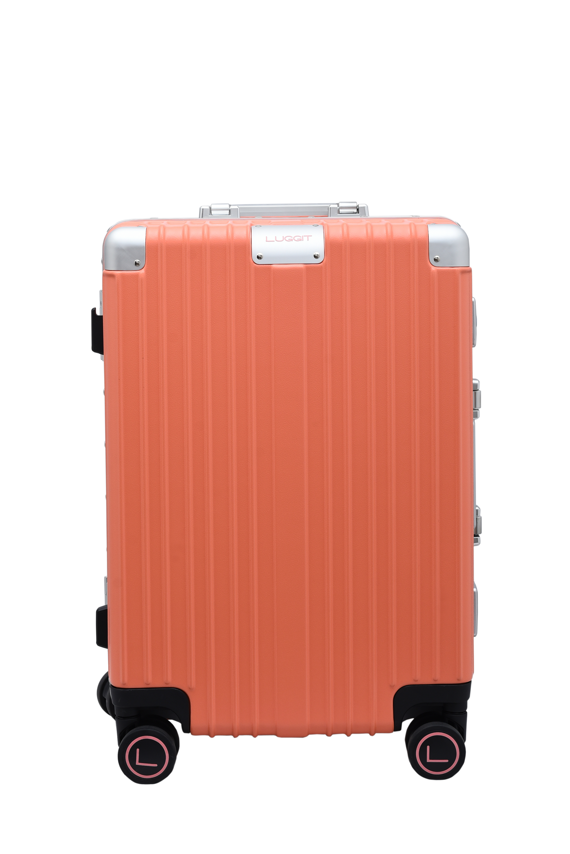 LUGGIT aluminium cabin trolley orange 20 inch premium metal luggage