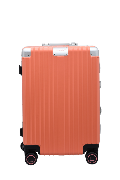 LUGGIT aluminium cabin trolley orange 20 inch premium metal luggage