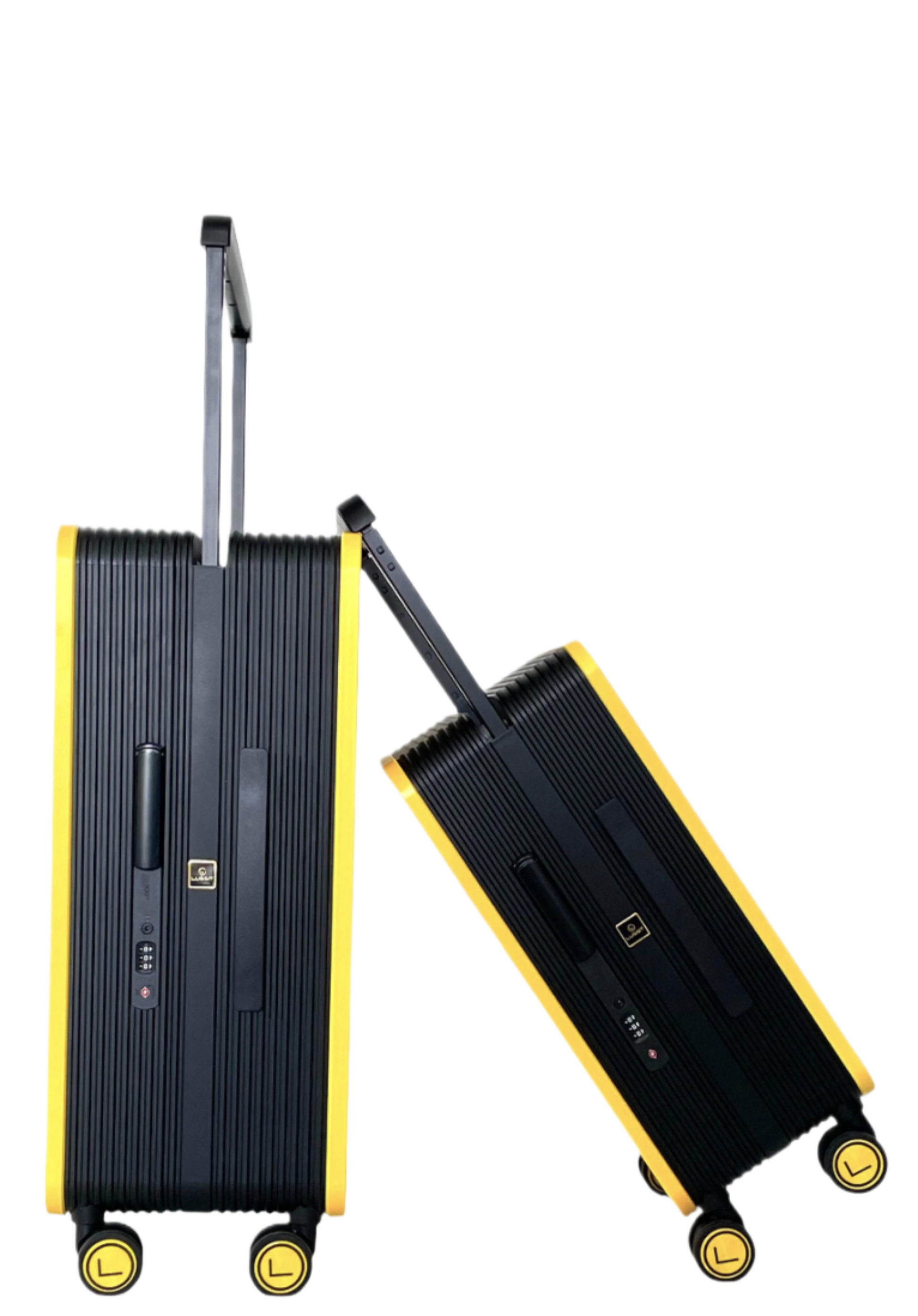 Black and yellow rolling suitcase Luggit