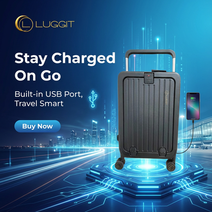 LUGGIT SFO -Cabin Trolley Bag , Front Opening -Black