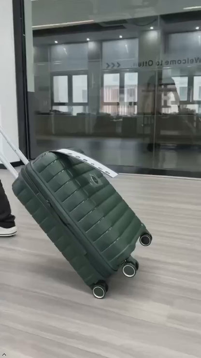 LUGGIT Kyoto, Double zipper & Expandable  Design Cabin,Medium,Large luggage  Deep green